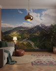 Turquoise waters flowing through natural valley removable wall mural