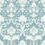 Elegant damask Twilight Garden Veil wallpaper in soft blue and cream featuring ornate baroque scrollwork pattern