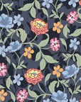Matte dark navy floral vine peel and stick wallpaper - Velvet Night Garden creating ambiance in a bathroom