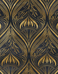 Velvet Plume dramatic black and gold art nouveau wallpaper