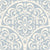 Elegant Velvet Vine Serenade wallpaper with soft blue and cream damask scrollwork in traditional ornamental design