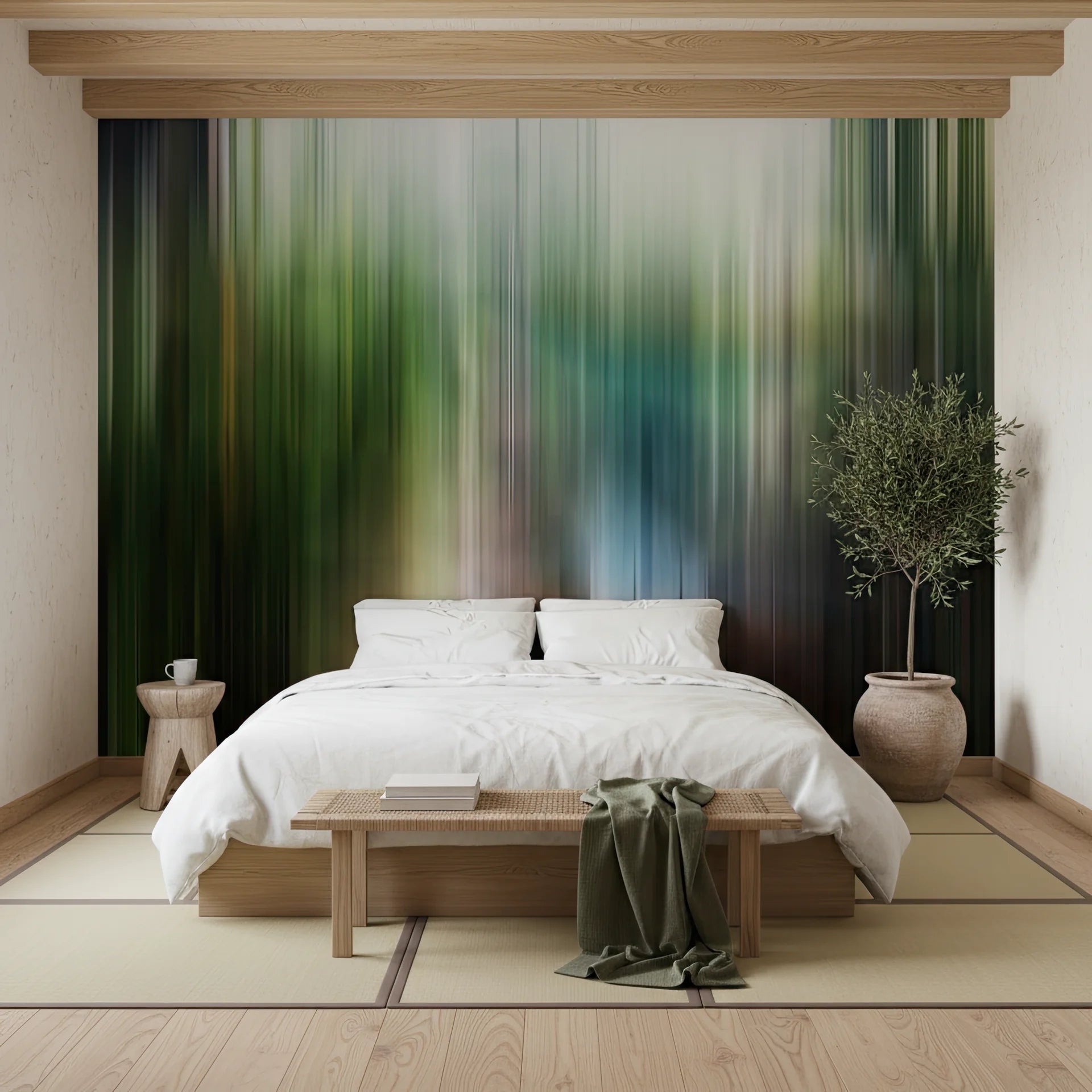 Fresh botanical removable wallpaper in vibrant green tones