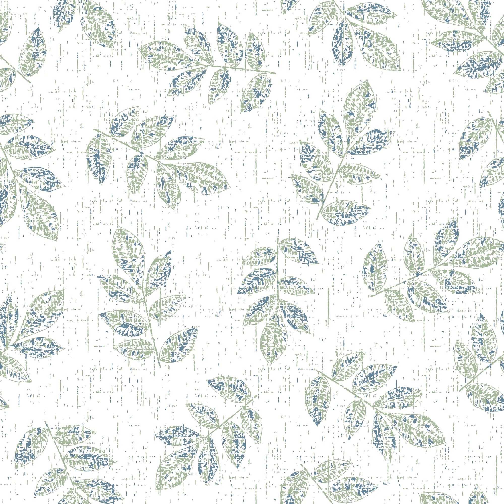 Textured scattered green leaf botanical sprig peel and stick wallpaper - Verdant Scatter creating ambiance in a bathroom