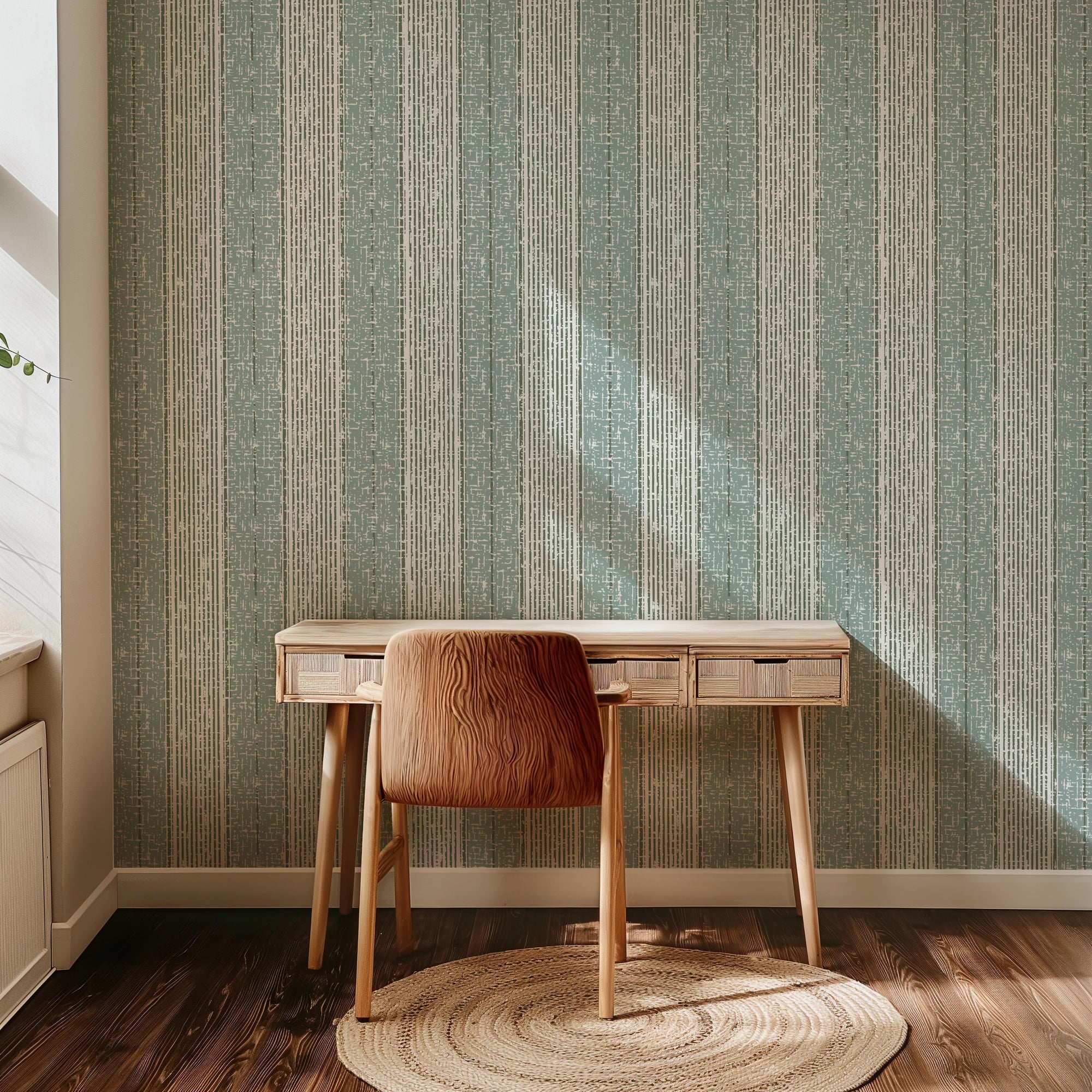 Verdant Weave textured wallpaper pattern detail for modern organic and commercial interiors