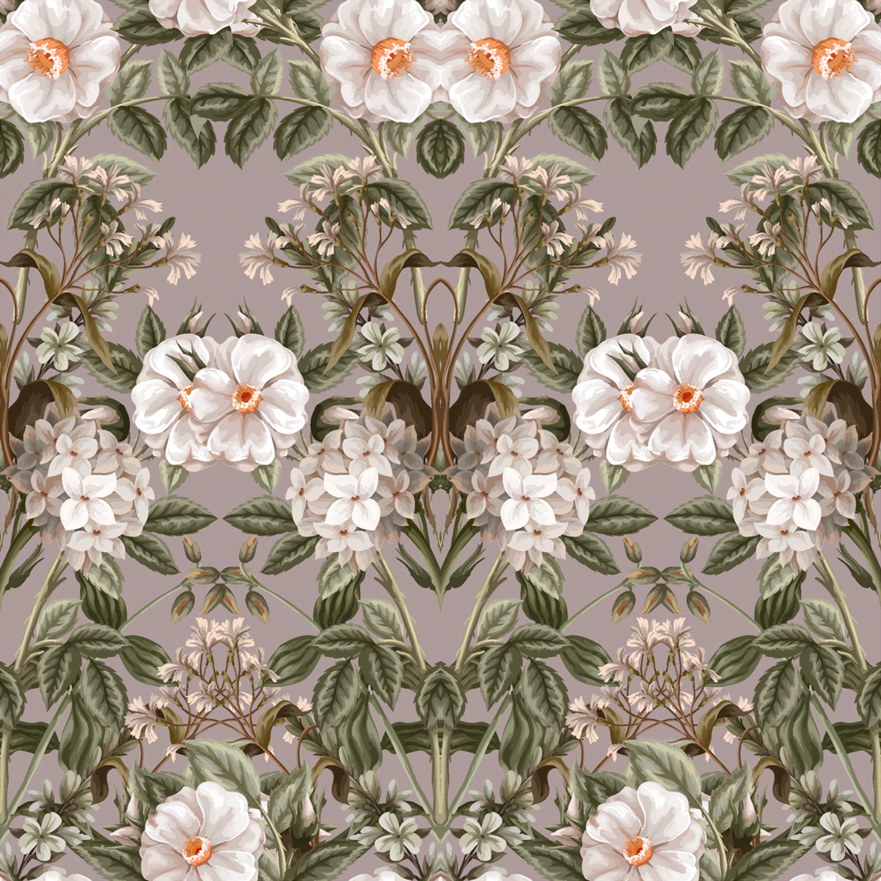 Victorian Bloom wallpaper vintage floral botanical pattern custom wallcovering