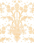 Elegant Victorian Petal Dream wallpaper with soft peach damask flourishes on white background