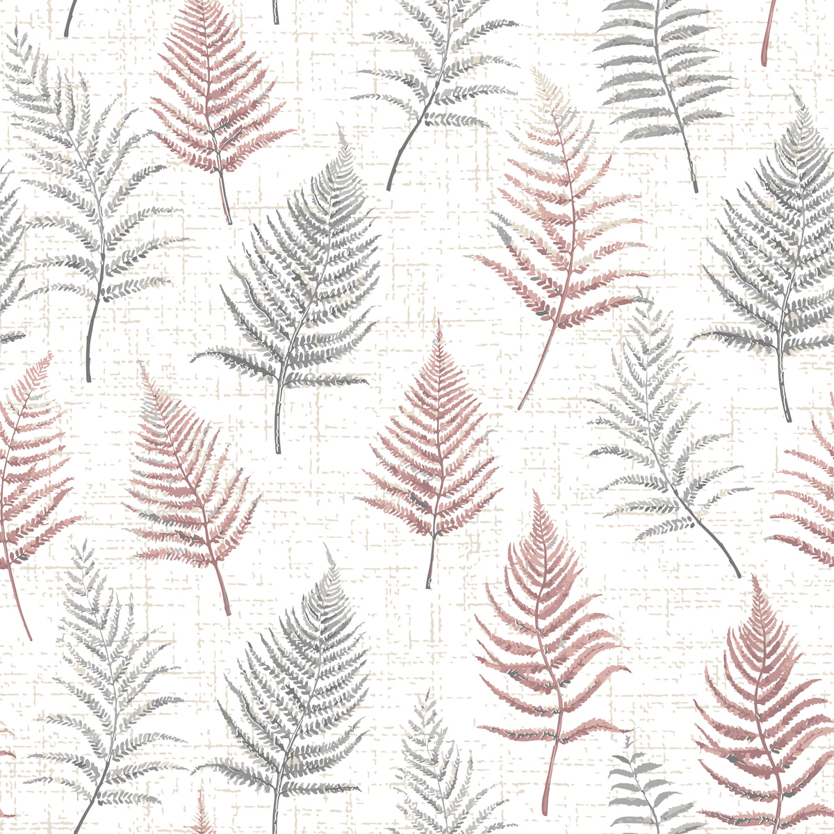 A close-up of a decorative wall covering, showing a classic botanical pattern of overlapping fern fronds for feature walls