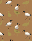 Matte rust ibis bird peel and stick wallpaper - Wading Ibis