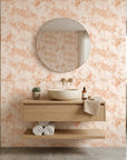 Warm Canopy neutral floral peel and stick wallpaper creating ambiance in a serene bathroom