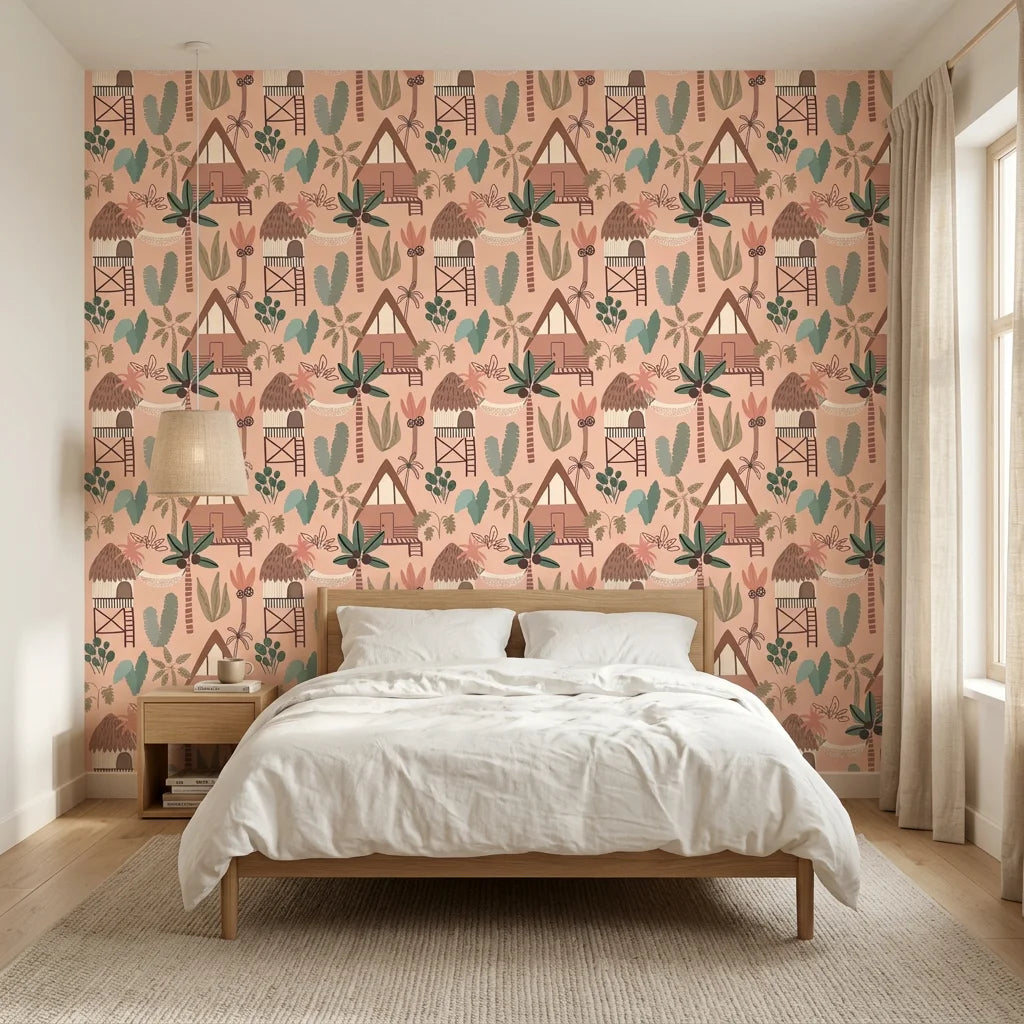 Warm Idyll cozy tropical bungalow adding character to a cozy bedroom