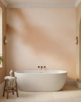 Warm Drift soft blush abstract as a feature wall in a bright home office