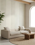 Watercolor Bloom soft ivory abstract adding character to a cozy bedroom
