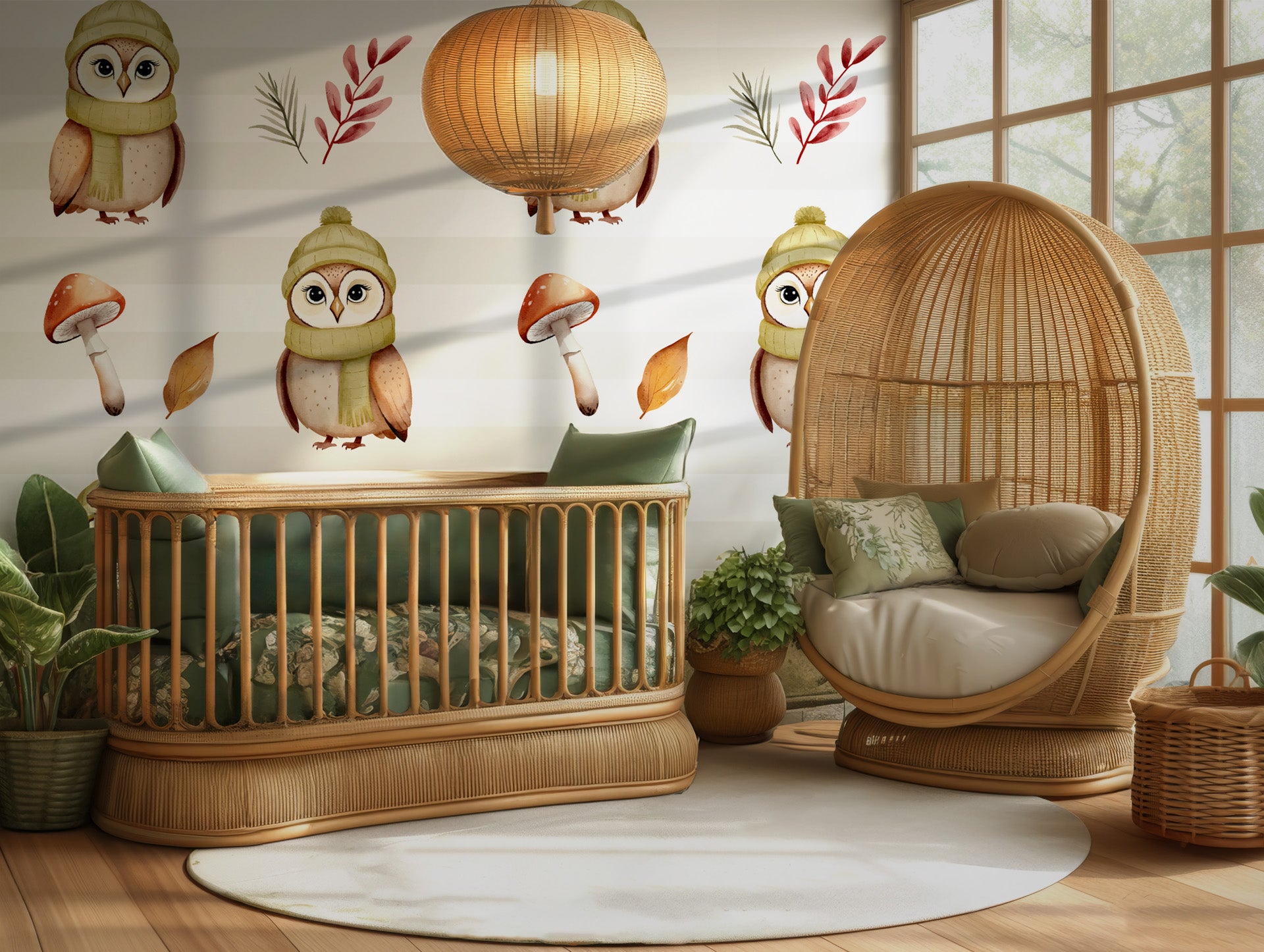 Winter owls and woodland icons adorn this charming, neutrally colored background paper.