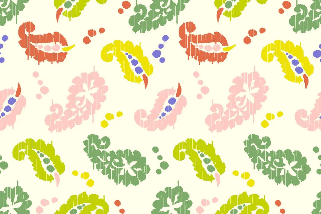 A wallpaper known as 'Whisper Blooms', which is lilac purple and adorned with a small, cream floral print