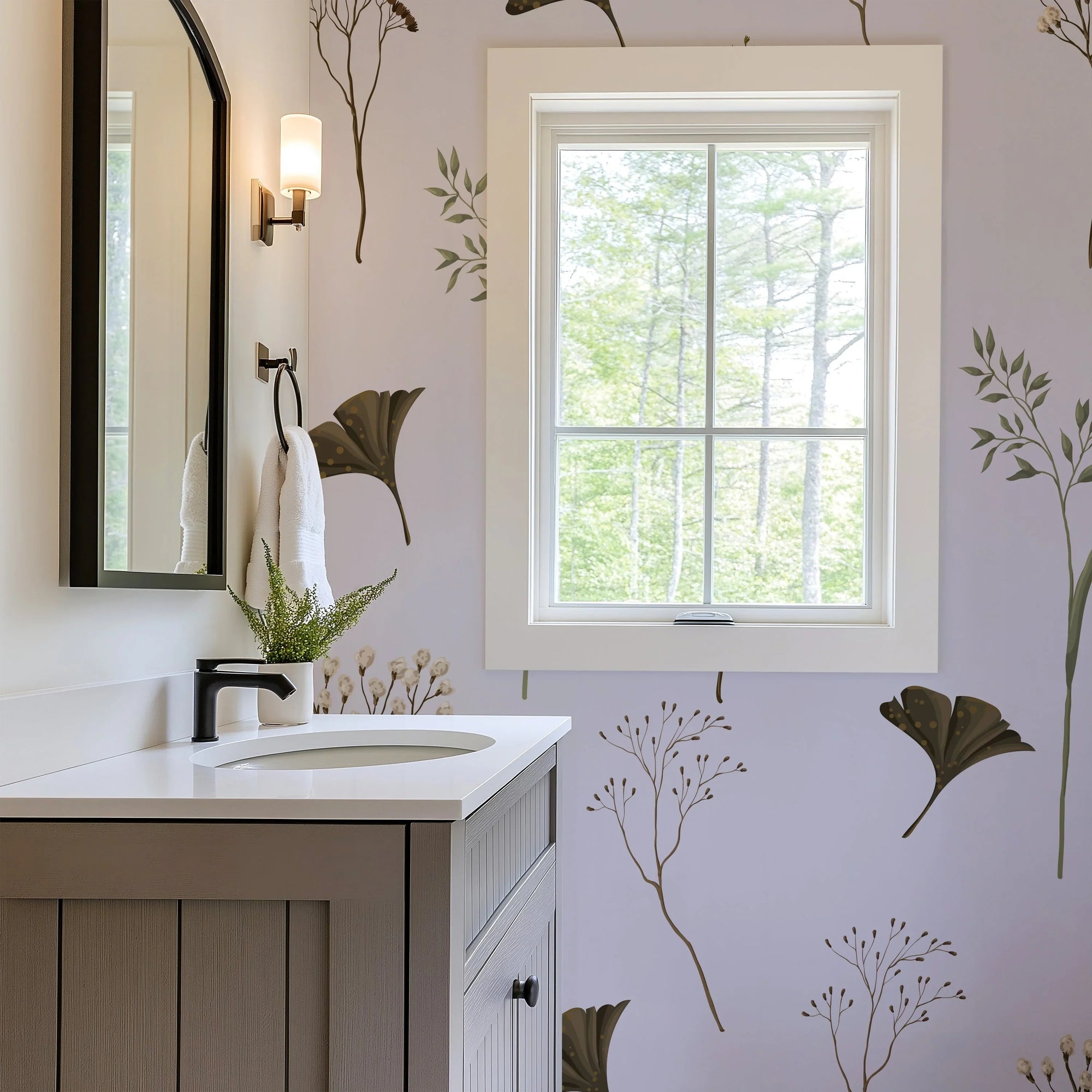 Neutral Whispering Meadow wallpaper wallpaper pattern detail with intricate design