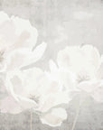 White Flowers wallpaper with soft ivory blooms on textured grey distressed background