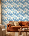 Wide Open Sky blue floral peel and stick wallpaper adding character to a cozy bedroom