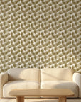 Wild Palm gold botanical peel and stick wallpaper in a warm and inviting living room