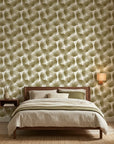 Wild Palm gold botanical peel and stick wallpaper adding character to a cozy bedroom