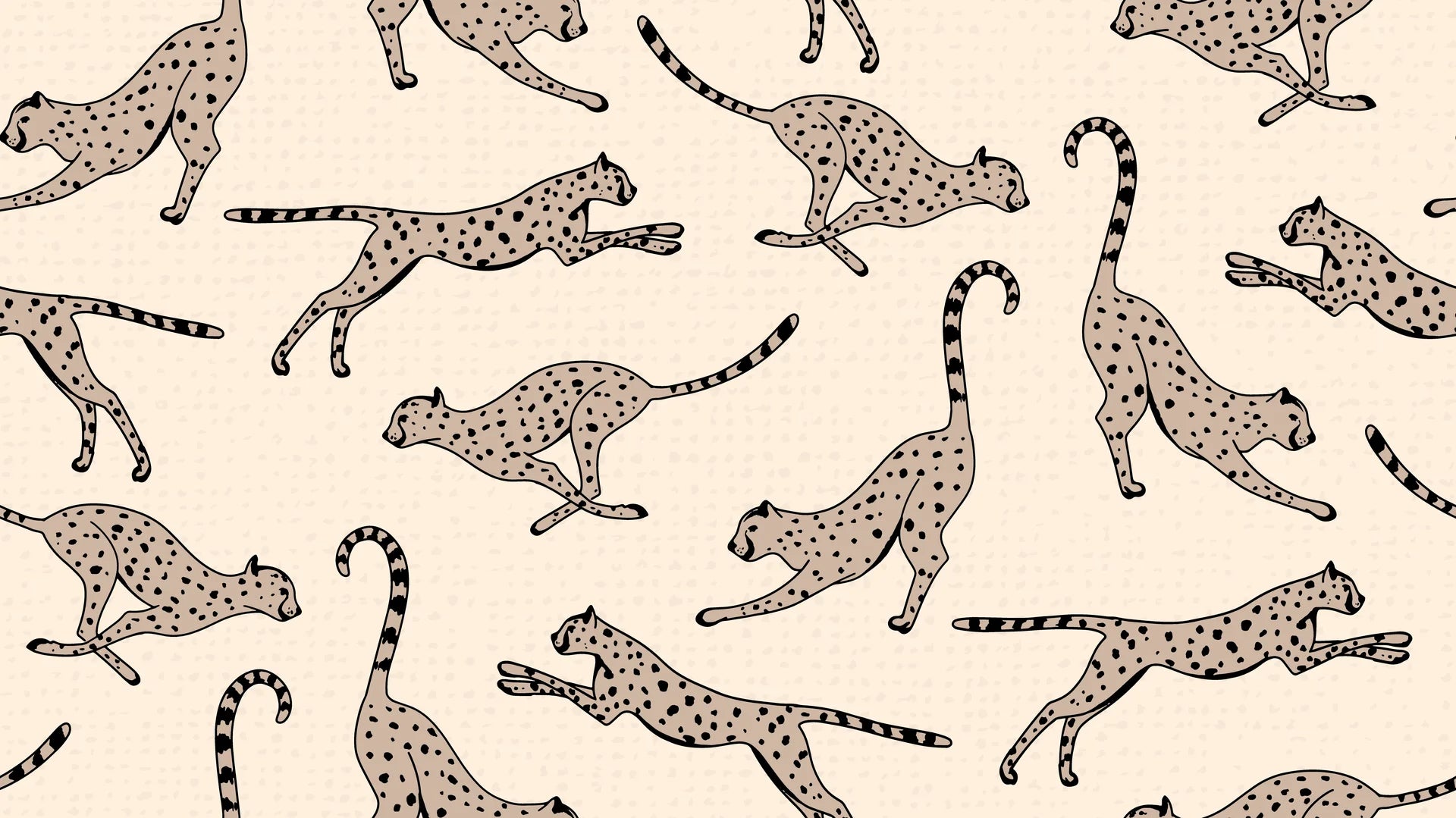 Textured running cheetah peel and stick wallpaper on cream - Wild Stride