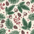 Textured cream winter botanical pine berry peel and stick wallpaper - Winter Forage creating ambiance in a bathroom