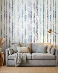 Winter Grove cool tone botanical peel and stick wallpaper in a warm and inviting living room
