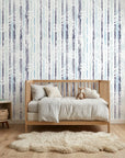 Winter Grove cool tone botanical peel and stick wallpaper bringing warmth to a peaceful nursery