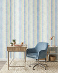 Smooth colorful wood grain ring stripe peel and stick wallpaper - Woodland Cross adding character to a bedroom