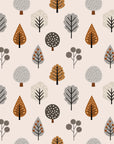 Matte autumn forest tree peel and stick wallpaper on blush - Woodland Lore