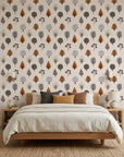 Woodland Lore whimsical autumn forest tree wallpaper adding character to a cozy bedroom