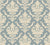 Elegant cream damask scrollwork on sage blue Woodland Blossom Veil peel and stick wallpaper