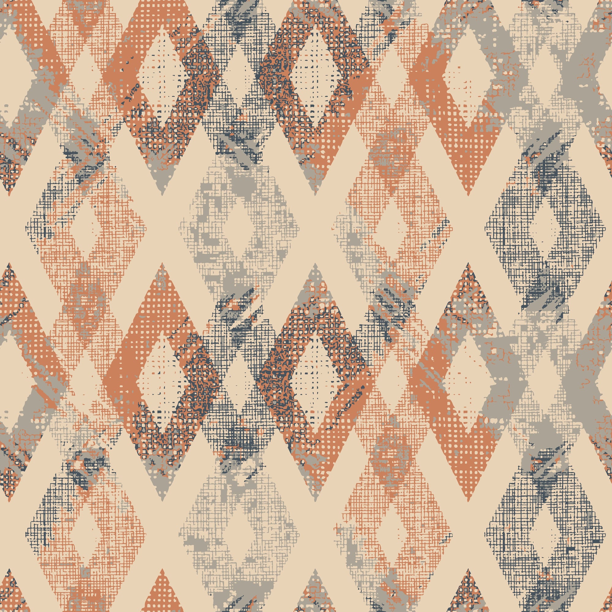 Textured distressed kilim diamond terracotta peel and stick wallpaper - Worn Atlas creating ambiance in a bathroom