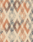 Textured distressed kilim diamond terracotta peel and stick wallpaper - Worn Atlas creating ambiance in a bathroom