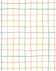 Simple white wallpaper displaying a sketchy, hand-drawn, colorful and wobbly grid structure