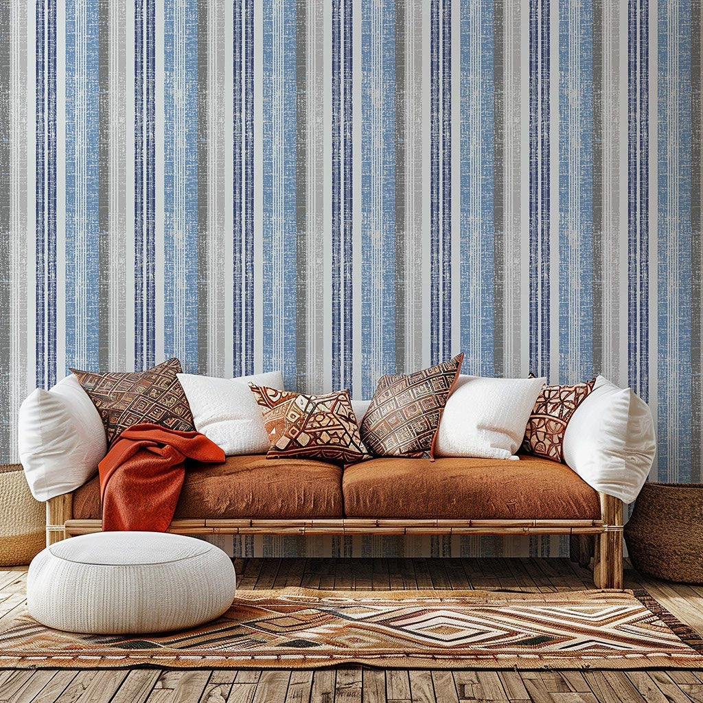 Woven Seaside wallpaper close up showing woven linen texture and subtle coastal color variation