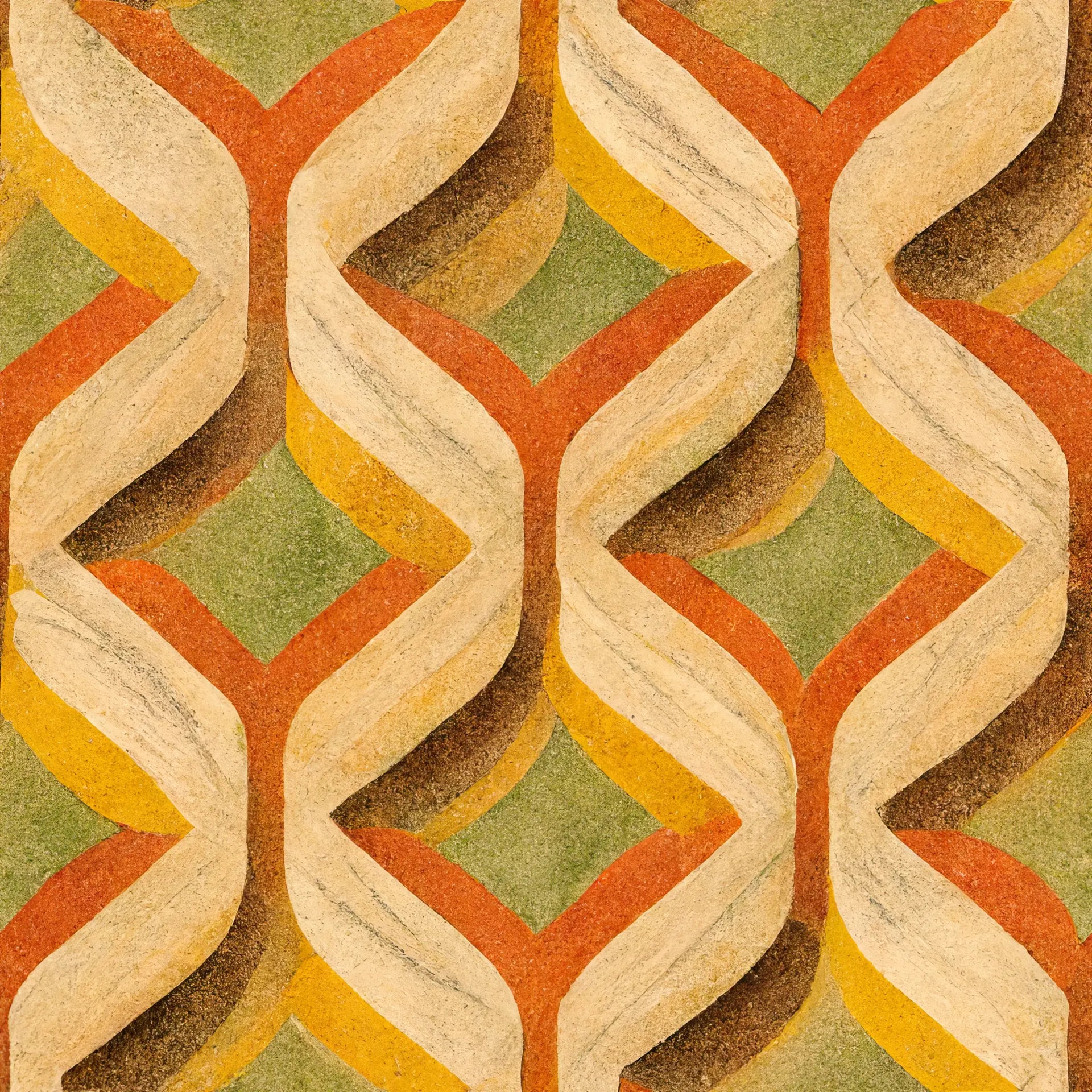 Woven Sway retro orange and green chevron wallpaper