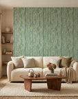 Textured dense olive green woven grass peel and stick wallpaper - Woven Thicket