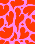 Smooth peel and stick wallpaper with bold red retro hearts - Woven Whisper