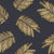 Acacia Scatter Black Gold dainty leaf wallpaper in black and gold
