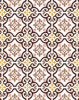 Andalusian Court Terracotta encaustic tile wallpaper in terracotta and gold