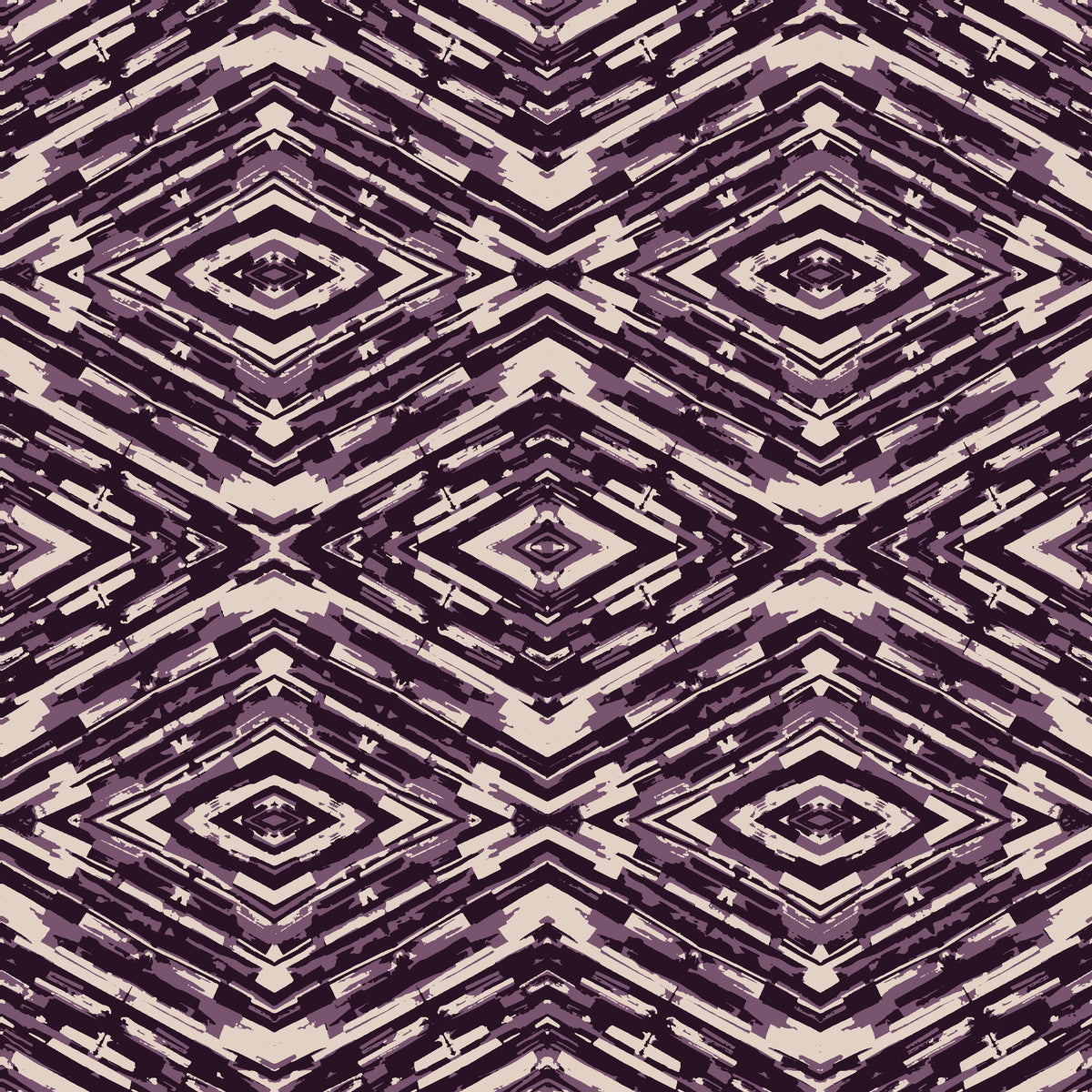 Arrows At Dawn Aubergine geometric diamond wallpaper in aubergine and blush