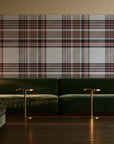 Autumn Lattice Ivory plaid wallpaper in an intimate luxury cocktail lounge
