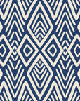 Aztec Quilt Indigo geometric tribal wallpaper in indigo and ivory