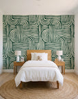 Bantu Lines Emerald brush geometric wallpaper in a bright, cheerful child's bedroom