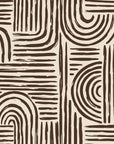 Bantu Lines Espresso brush geometric wallpaper in espresso and parchment