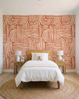 Bantu Lines Terracotta brush geometric wallpaper in a bright, cheerful child's bedroom