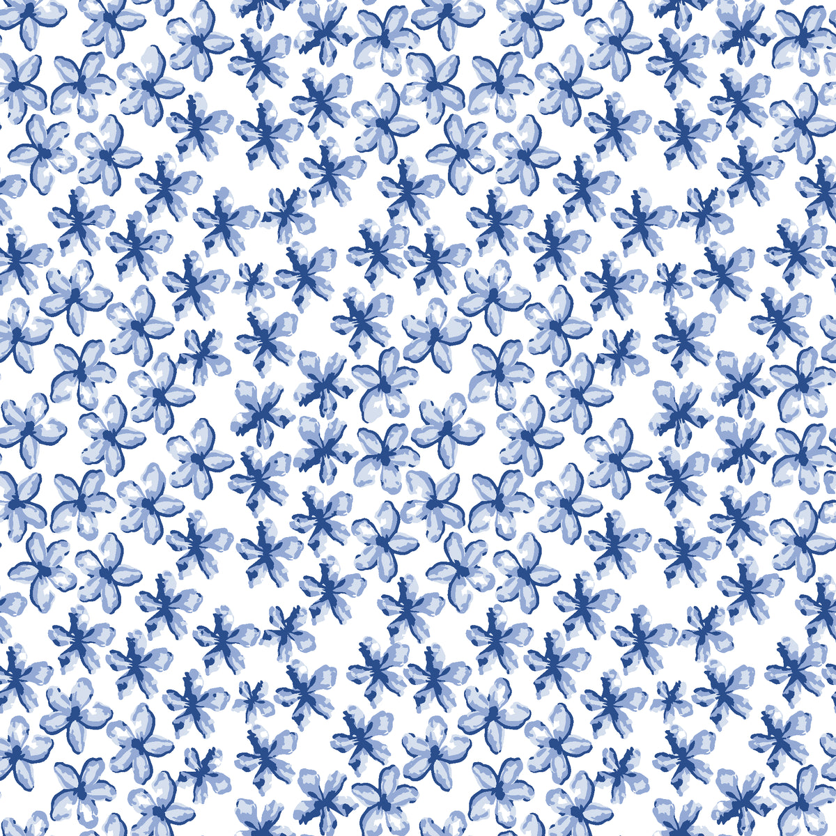 Blazing Petal Cobalt hibiscus floral wallpaper in cobalt blue and powder