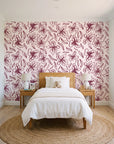 Blueprint Bloom Blush floral line wallpaper in a bright, cheerful child's bedroom
