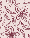 Blueprint Bloom Blush floral line wallpaper in blush and plum
