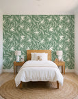 Blueprint Bloom Sage floral line wallpaper in a bright, cheerful child's bedroom